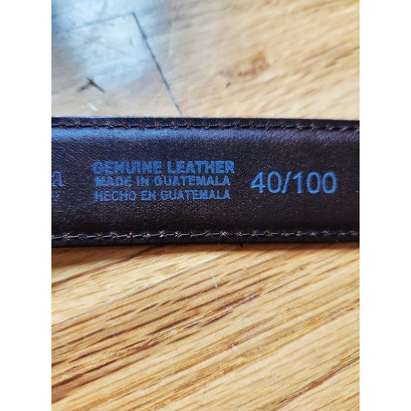 COLUMBIA Brown Leather Men's Dress Belt Size 40 x 1.25" Wide w/Brass Buckle - Picture 7 of 8